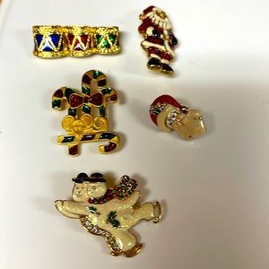 Christmas Pins assorted collection five total